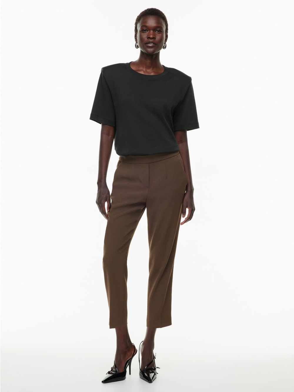 Aritzia Babaton Conan Cropped Pants in Rich Mocha Brown, Size 4